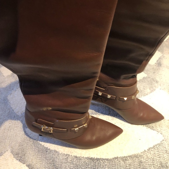 Valentino Rockstud over the knee brown boots 37.5 - Picture 5 of 8